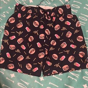 Burger & Fries Print swim Shorts - Black / dark navy